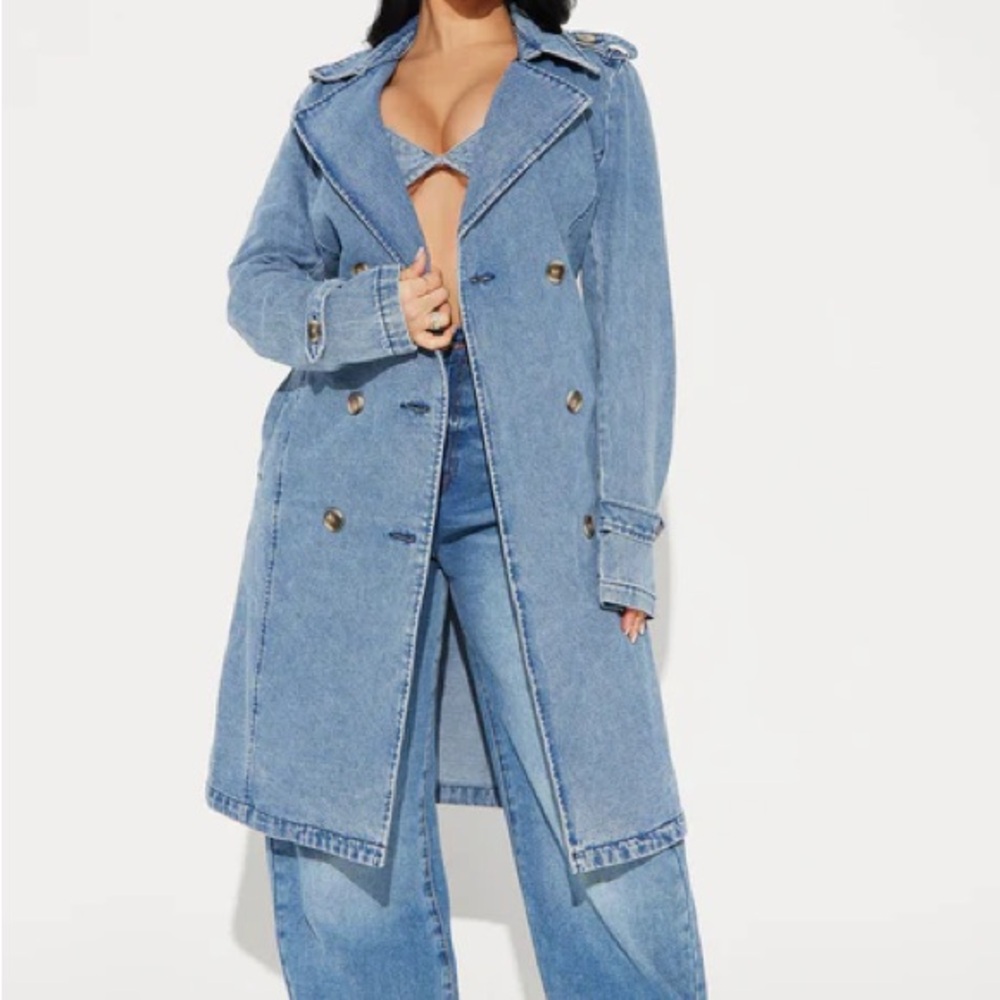 Stylish Blue Denim Trench Coat